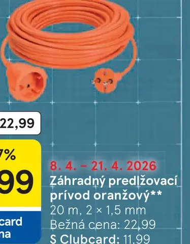 Záhradný predlžovací prívod oranžový 20 m