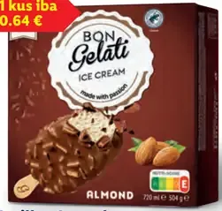 Bon Gelati vanilkové nanuky s čokoládovou polevou a mandľami