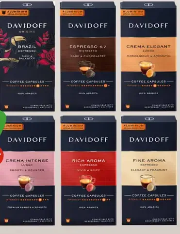 Davidoff kapsuly na kávu, rôzne druhy