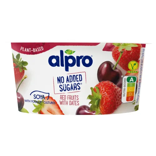 Alpro Sójová alternatíva jogurtu bez pridaného cukru višňa-jahoda-datle