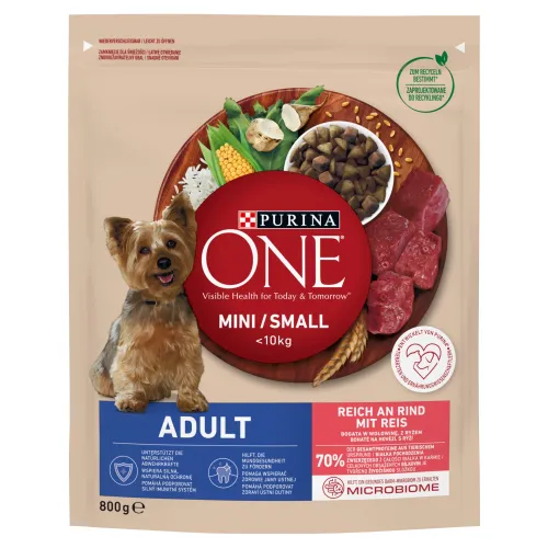 Purina ONE MINI/SMALL <Adult Bohaté na hovädzie, s ryžou
