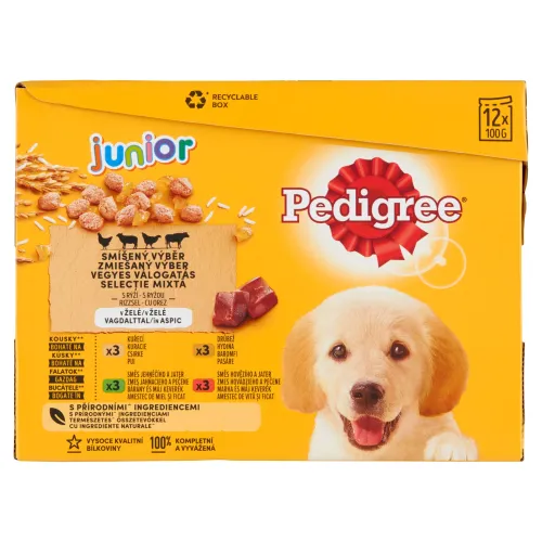 Pedigree Junior zmiešaný výber s ryžou v želé 12 x(1,2 kg)