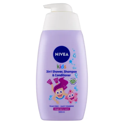 Nivea Kids Magic Berry Scent detský sprchovací gél, šampón a kondicionér 3 v