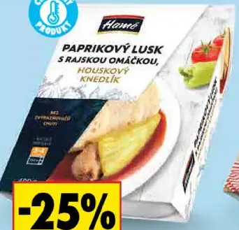 Hamé plnená paprika s paradajkovou omáčkou a knedle