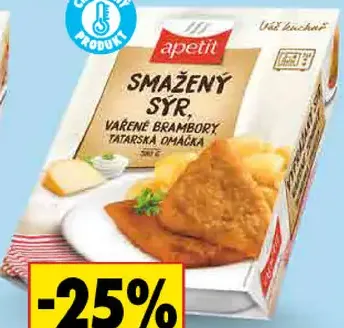 Apetit vyprážaný syr, varené zemiaky, tatárska omáčka