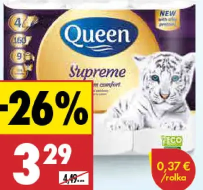 Queen Toaletný papier Supreme 4-vrstvový 9 roliek