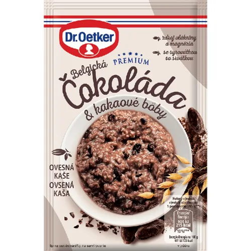 Dr. Oetker Premium ovsená kaša belgická čokoláda & kakaové bôby