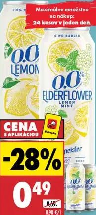 Radar Edelmeister radler citrón alebo citrón mäta 0,0 % plechovka
