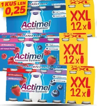 Actimel Immune System jogurtový nápoj jahoda, lesná zmes