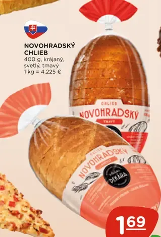 Novohhradský chlieb krájaný svetlý tmavý
