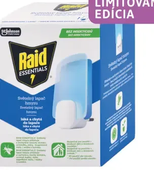 Raid Essentials svetelný lapač hmyzu s náplňou