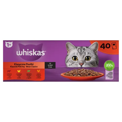 Whiskas 1+ klasické pokrmy v šťave 40 x(3,40 kg)