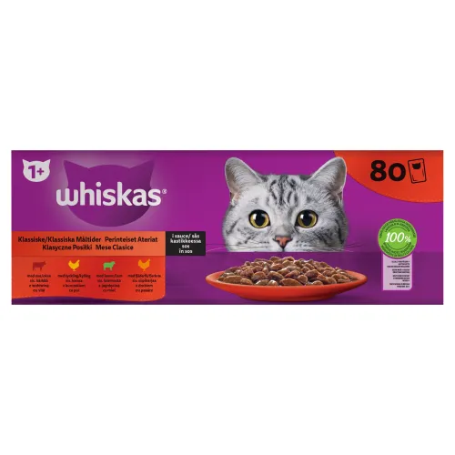 Whiskas 1+ klasické pokrmy v šťave 80 x(6,80 kg)