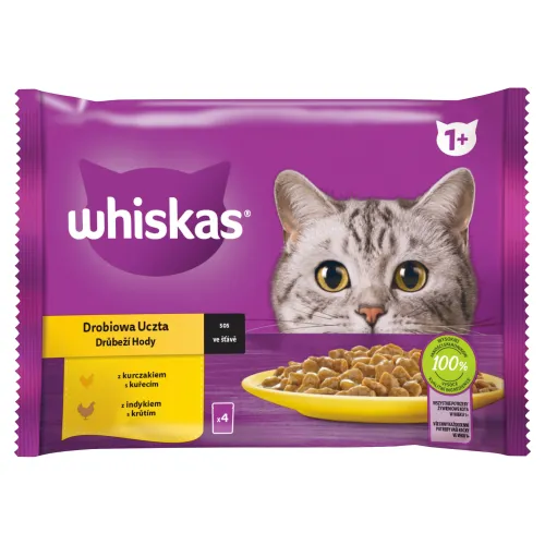 Whiskas 1+ hydinové hody v šťave 4 x(340 g)
