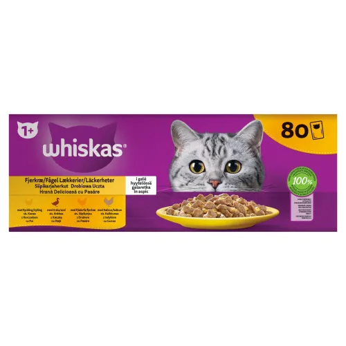 Whiskas 1+ hydinové hody v želé 80 x(6,80 kg)