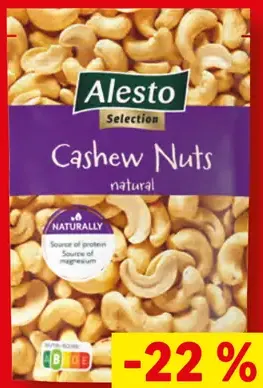 Alesto Cashew Nuts natural kešu oriešky