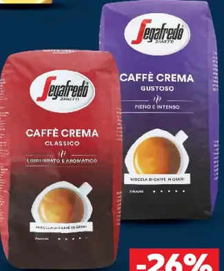 Segafredo Caffe Crema zrnková káva rôzne druhy