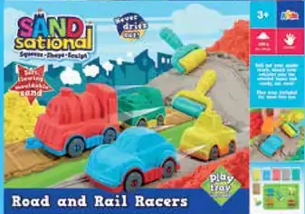 Sand Sational kinetický piesok s autíčkami Road and Rail Racers
