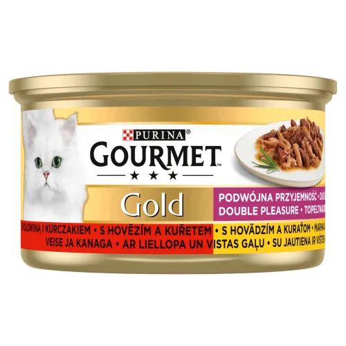 GOURMET Gold Double Pleasure s hovädzím a kuraťom