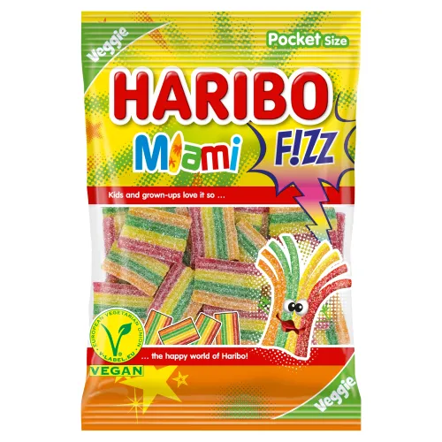 Haribo Miami F!ZZ želé s ovocnými príchuťami
