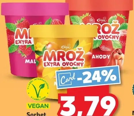 Mrož extra ovocný sorbet rôzne druhy