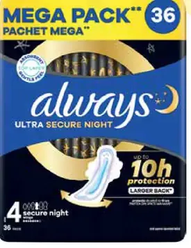 Always dámske hygienické vložky Ultra Secure Night