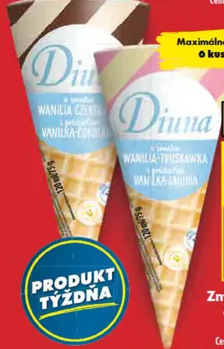 Diuna zmrzlina v kornútku čokoláda/jahoda