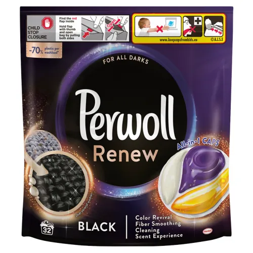 Perwoll Renew Black Caps koncentrovaný preddávkovaný prací prostriedok 32 praní