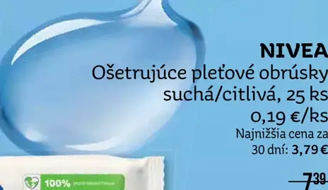 Nivea ošetrujúce pleťové obrúsky suchá/citlivá pleť