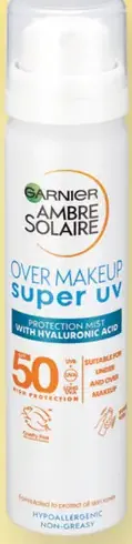 Garnier Ambre Solaire Over Makeup Super UV pleťová ochranná hmla v spreji SPF 50