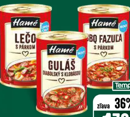 Hamé hotové jedlo lečo, guláš, BBQ fazuľa