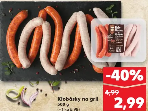 Bíly Balvan klobásky na gril