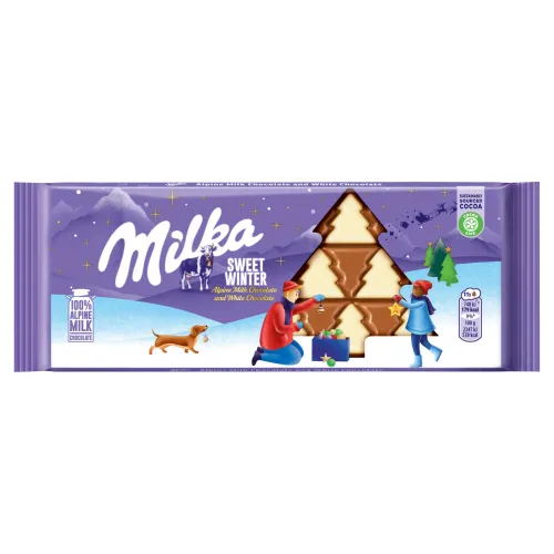 Milka Sweet winter, mliečna a biela čokoláda