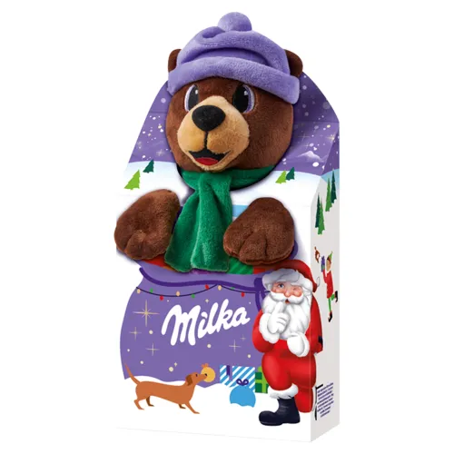 Milka balíček s plyšovou hračkou, mix čokolády