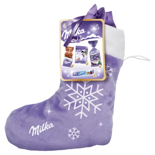 Milka Vianočná ponožka, mix čokolády