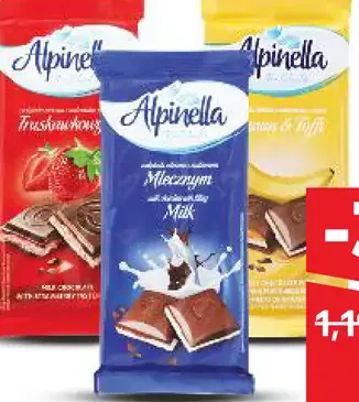 Alpivela čokoláda s náplňou rôzne druhy