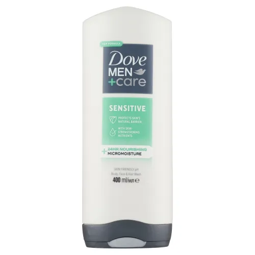 Dove Men+Care Sensitive sprchovací gél na telo, tvár a vlasy