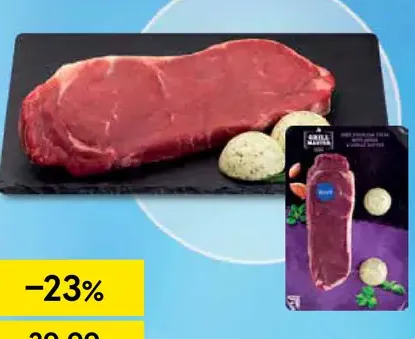 Grill Master hovädzí striploin steak s bylinkovo cesnakovým maslom chladený balený