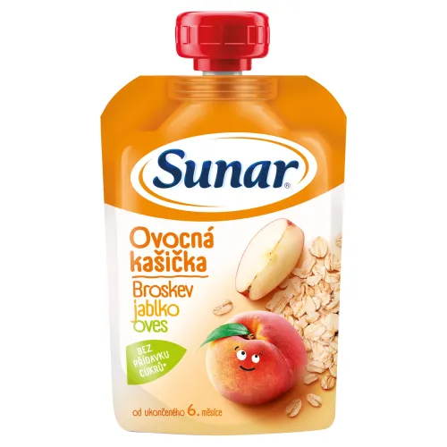 Sunar Ovocná kašička broskyňa, jablko, ovsené vločky
