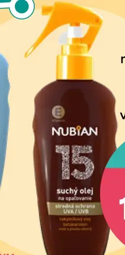 Nubian suchý olej na opaľovanie SPF15