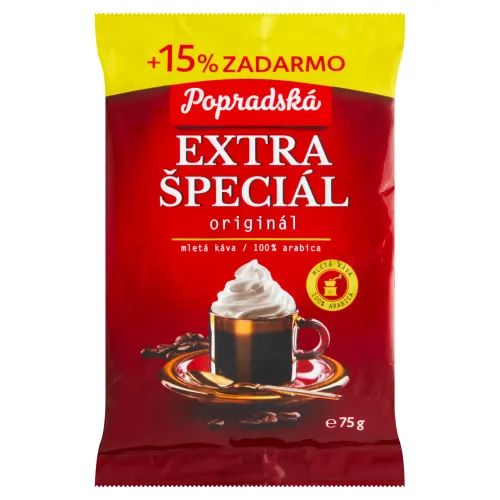 Popradská Extra špeciál pražená mletá káva+ 15% zadarmo