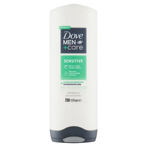 Dove Men+Care Sensitive sprchovací gél na telo, tvár a vlasy