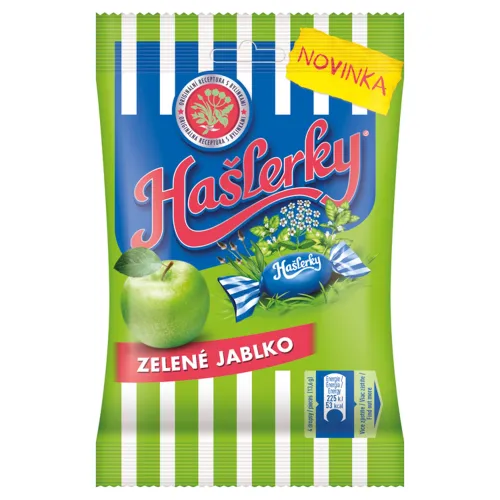 Hašlerky Zelené Jablko, cukríky s príchuťou bylín, mentolu a jabĺk