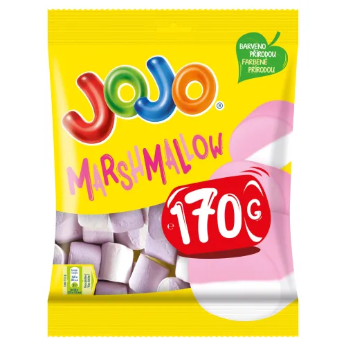JOJO Marshmallow penové cukríky s príchuťou jahody a vanilky