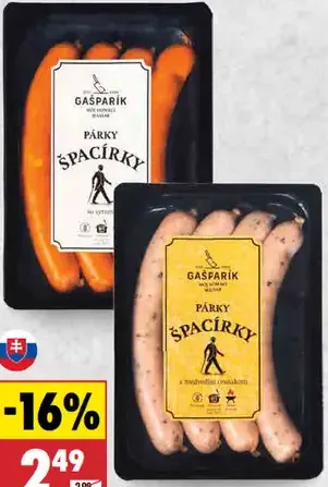Gašparík špacíriky párky rôzne druhy