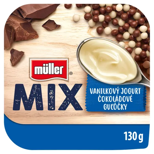Müller MIX vanilkový jogurt s čokoládovými guľôčkami
