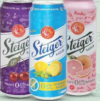 Steiger nealkoholický radler rôzne druhy