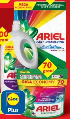 Ariel prací gél/prášok/kapsuly 70/85/100 praní Lidl Plus