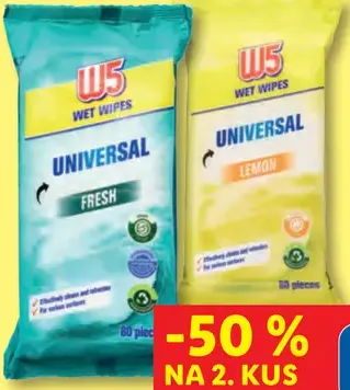 W5 univerzálne vlhčené obrúsky Lemon