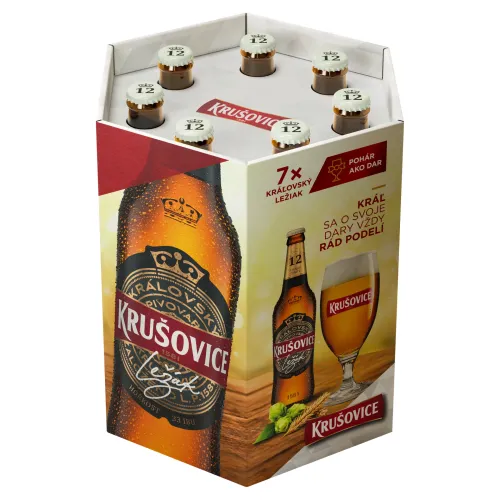 Krušovice Ležák 12 pivo 7 x+ pohár